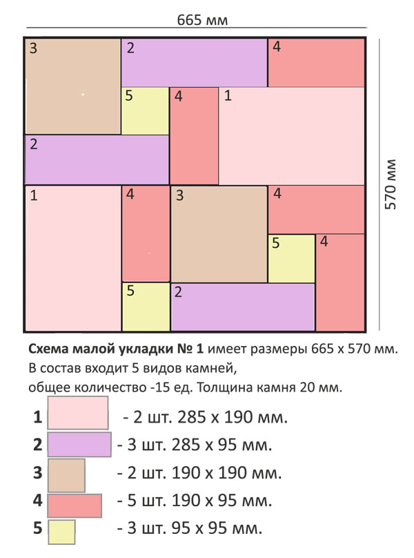 Схема № 1 малой раскладки камня Старый замок 