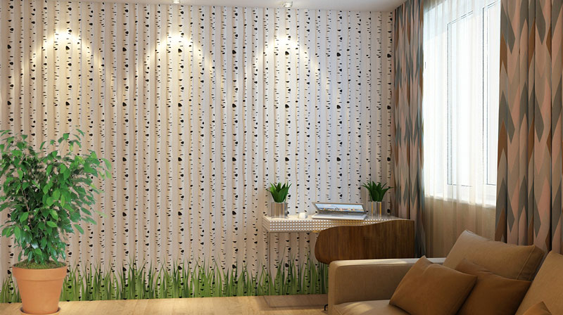 3D гипсовая панель Березки в интерьере