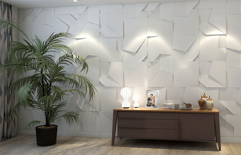 3D гипсовая панель Изломы в интерьере