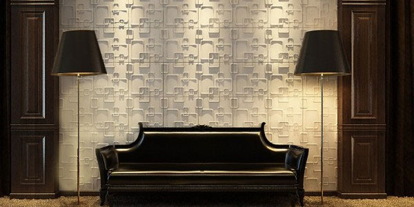 3D гипсовая панель Лира в интерьере