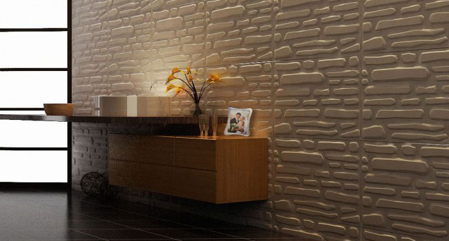 3D гипсовая панель Стоун в интерьере