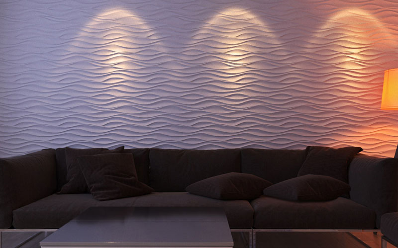 3D гипсовая панель Волна аравийская в интерьере