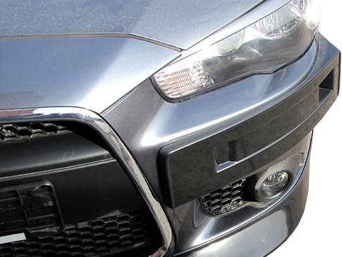 Подиум номерного знака Mitsubishi Lancer X без захода на хром Тюнинг Митсубиси Х, покраска установка, фото.