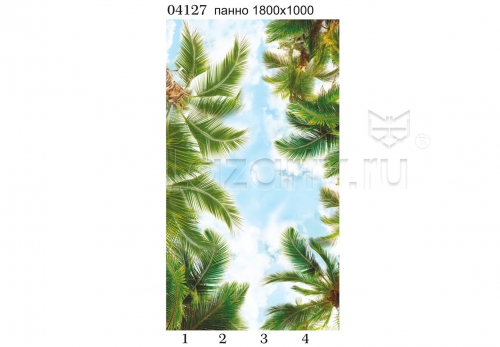 Потолочная панель ПВХ Панда Небо Пальмы (рисунок 2)