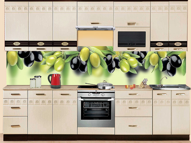 Фартук МДФ Оливки в интерьере
