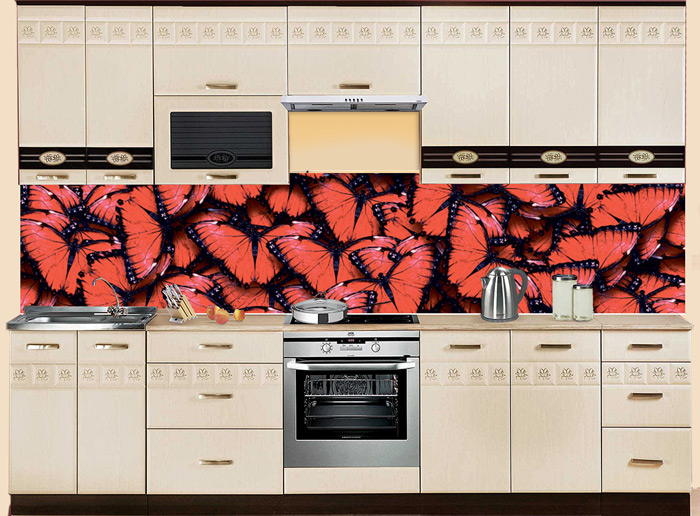 Фартук МДФ SP 104 с бабочками в интерьере