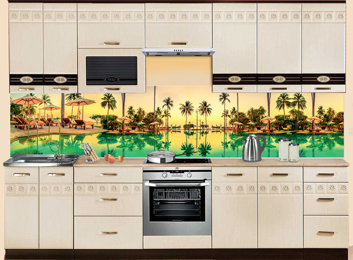 Фартук МДФ SP 126 с бассейном в интерьере