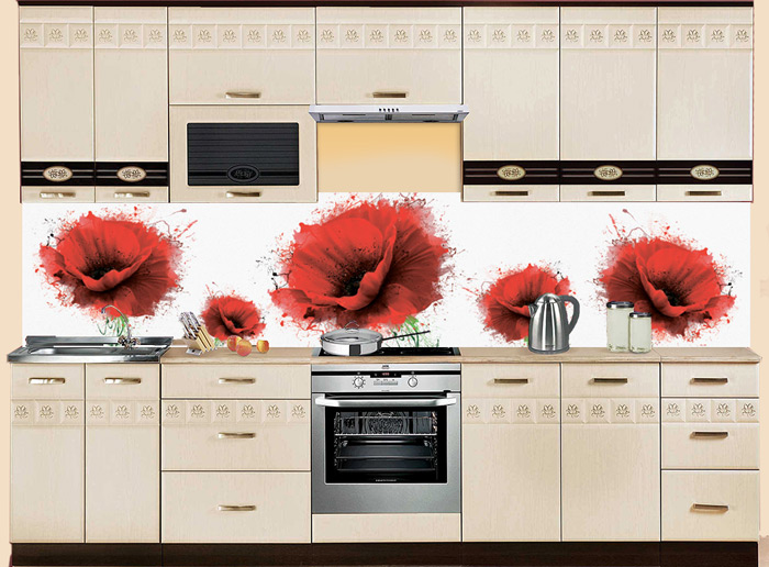 Фартук МДФ SP 137 с красными маками