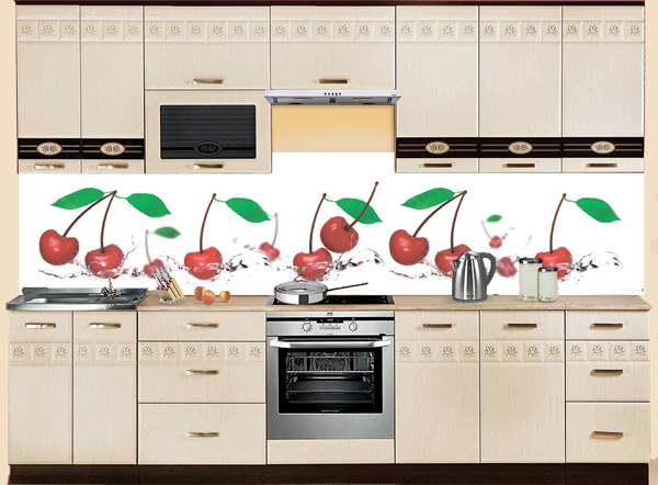 Фартук МДФ SP 183 с ягодами вишни в интерьере