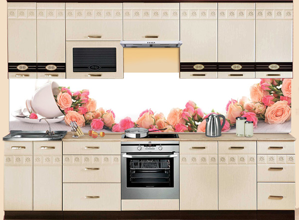 Фартук МДФ SP 191 с розами в интерьере