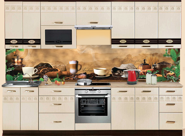 Фартук МДФ SP 196 с кофейными зернами в интерьере