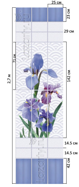 Размеры рисунка панели ПВХ Новита Ирис (узор)