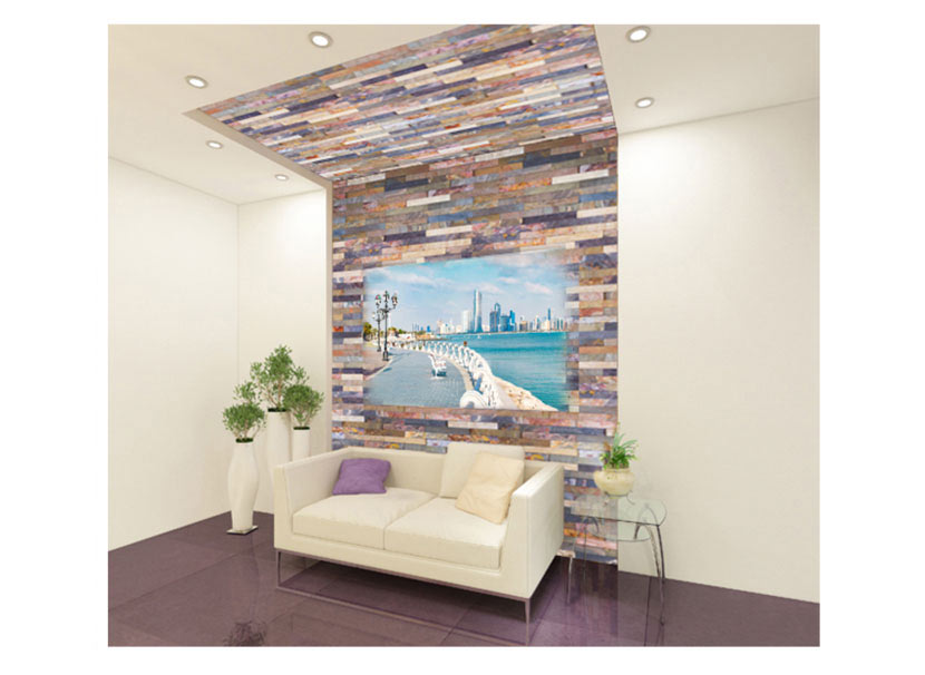 Панели ПВХ Каскад под темный кирпич в интерьере