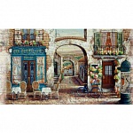 Фартук МДФ Ле-Пети-кафе с тиснением под кирпич