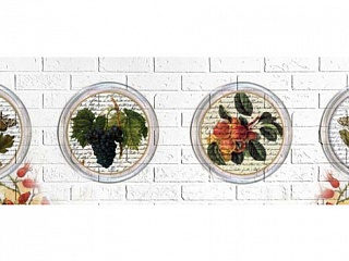 Фартук МДФ Шиповник с тиснением под кирпич