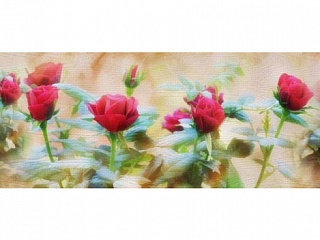 Фартук МДФ Алые розы с тиснением под дерево