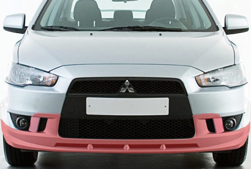 Накладка на передний бампер Mitsubishi Lancer X стандарт Тюнинг Митсубиси Х, покраска установка, фото.
